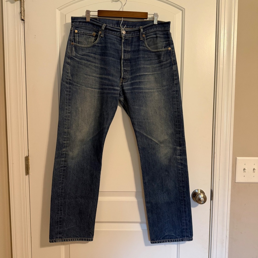 Levis 501 Original Fit Jeans Men 36x34 Medium Wash Button Fly Straight Leg Denim